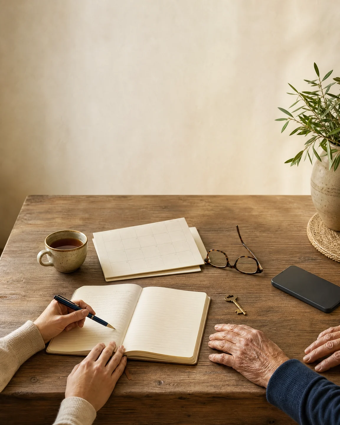 Planificación de cuidados sobre una mesa
